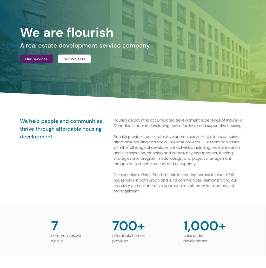 Flourish website homepage